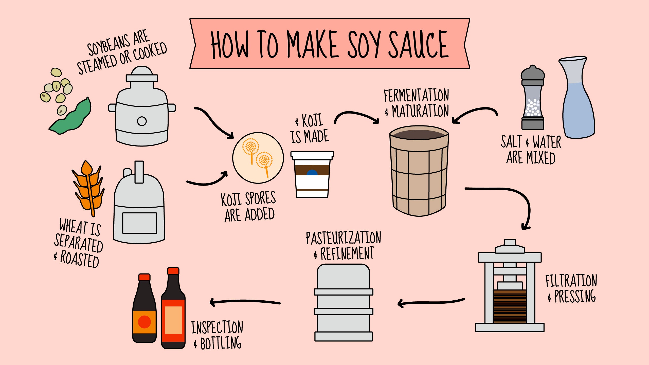 Soy sauce process Illustration